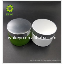 Tarro cosmético 50g 100g vidrio blanco verde cara tarro de crema tarro cosmético inferior con tapa de aluminio